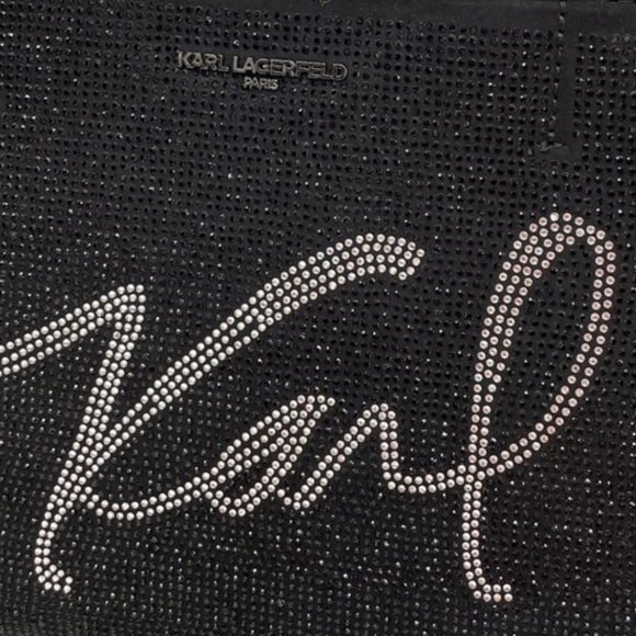 🖤🔹️Karl Lagerfeld🔹️ Beautiful Maybelle rhinestone Coin Pouch GLITTER satchel - Picture 6 of 14